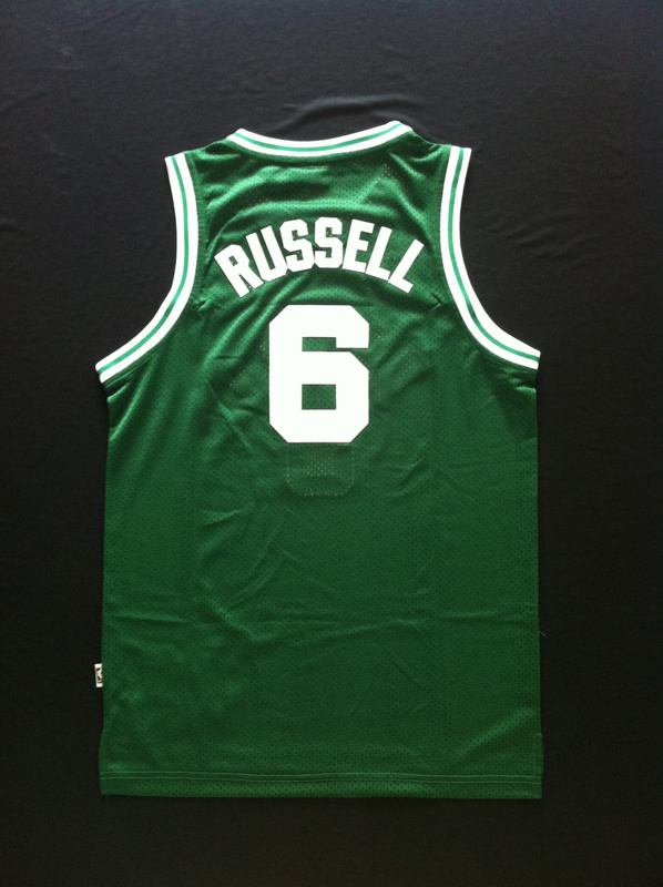  NBA Boston Celtics 6 Bill Russell Swingman Throwback Road Green Jerseys